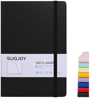 SUQJOY Lined Journal Notebooks 8 Pack, 160 Pages, 5.5x 8.2-Inch Journals for Women Men, Hardcover Notebook with 100 gsm Thick Paper, A5 Size College Ruled Notebook (Black) by SUQJOYOFFICE