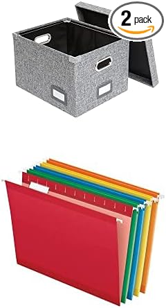 Pendaflex Collapsible File Box with Reinforced Hanging File Folders, Gray (2 items) by Unknown