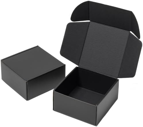 Timirog Black Shipping Boxes 6x6x3 Inches 25 Pack Corrugated Cardboard by Timirog
