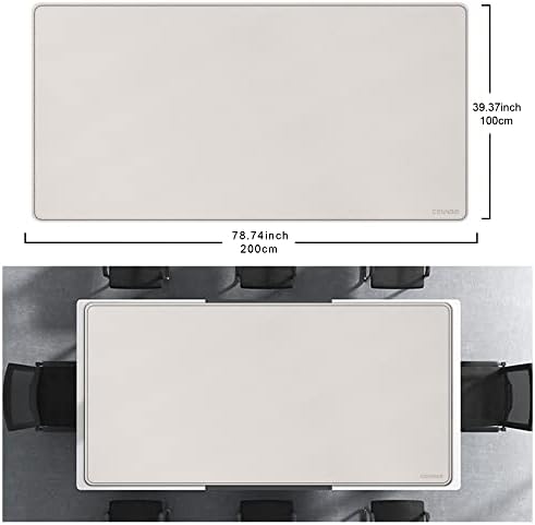 CENNBIE MAX200 78.7" x 39.4" Leather Desk Mat, Extra Large Desk Pad Blotter Protector, Extended Table Pad, Waterproof PU Leather Desk Mat on top of desks Large for Office and Home (Cream) - Image 2