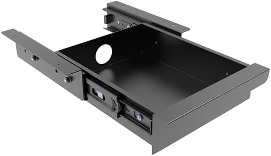 Under Desk Mounted Sliding Pull-out Drawer for Office Desk | Table Storage Organizer for Sit Stand Workstation- W 9.8" x D 9.8" x 2.5", Metal, Black (Small) by Unknown