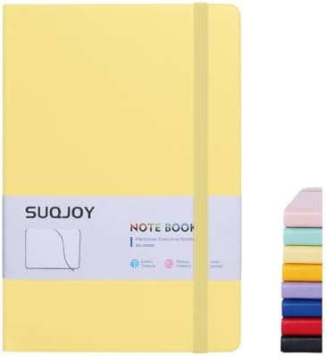 SUQJOY Lined Journal Notebooks, 160 Pages, 5.5x 8.2-Inch Journals for Women Men, Hardcover Notebook with 100 gsm Thick Paper, A5 Size College Ruled Notebook (Yellow) by SUQJOYOFFICE
