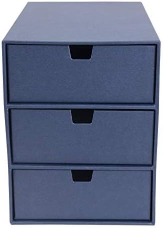 Bigso Box of Sweden Ingrid 3-Drawer Fiberboard Desk Organizer for Office Supplies & Accessories - Stackable Makeup Drawer Organizer - 6.3in x 9.9in x 8.1in - Blue (Pack of 2) - Image 5