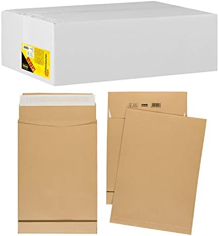 IDENA 10253 Folding Envelope B4 with 4 cm Bottom Fold, 150 g/m² Self Adhesive without Window, Pack of 100 – FSC 100% Recycled Natron braun by Idena