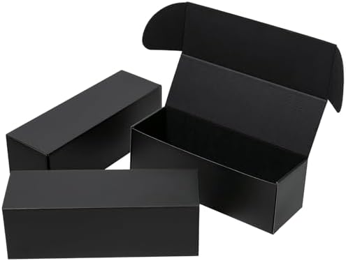 Timirog Black Shippping Boxes 12x4x4 Inches 25 Pack Corrugated Cardboard by Timirog