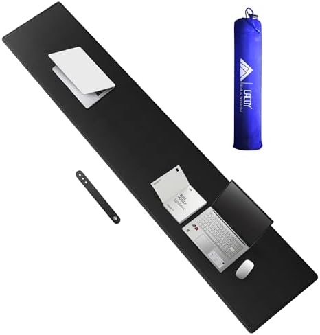 Cacoy 78.7 x 15.7 Inch Extra Long PU Leather Desk Pad Blotter Protector, XXL Large Gaming Computer Mouse Pad, Waterproof Leather Desk Matt for Desktop, Office Writing Pad (Black) by Cacoy