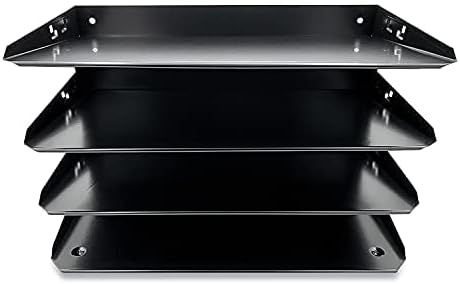 Huron Desktop Horizontal 4-Slot Legal File Binder Organizer Storage Letter Tray, Black Commercial Grade Steel - Image 2