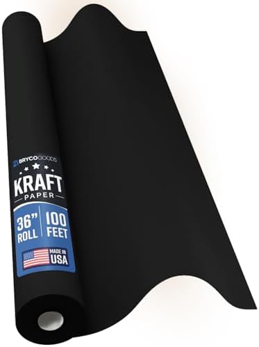 Bryco Goods 36” x 1200” (100’) Black Kraft Paper Roll - Made in USA - Ideal for Bulletin Board, Packing, Shipping, Arts & Crafts, Bouquet, Gift Wrapping, Table Covering by BrycoGoods
