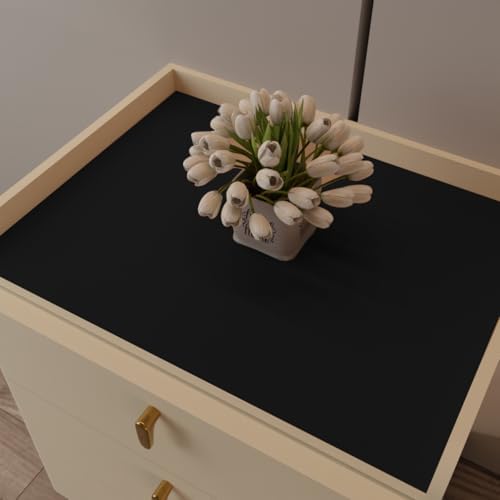 Leather Nightstand Cover,1.8mm Thick,15.75x23.6 Inch end Table Cover,Side Table Cover,Bedside Table Cover,Bedside Tablecloth.(Black+Black,15.75x23.6) by Zinkooat
