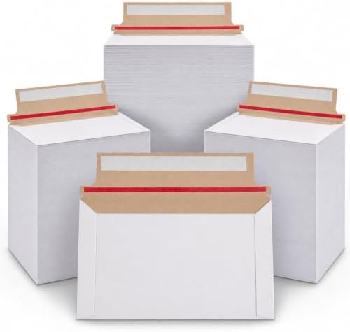 Affrolling 300 Pcs 6.5 x 4.5 Inch Rigid Photo Mailers Cardboard, White by Affrolling