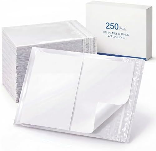 Glenmal 250 Pcs 6.7" x 10" Resealable Packing List Envelopes Clear Self-adhesive Shipping Label Sleeves with Zipper Waterproof Packing List Envelopes for Documents Mailing Labels Invoices Pack Slip by Glenmal