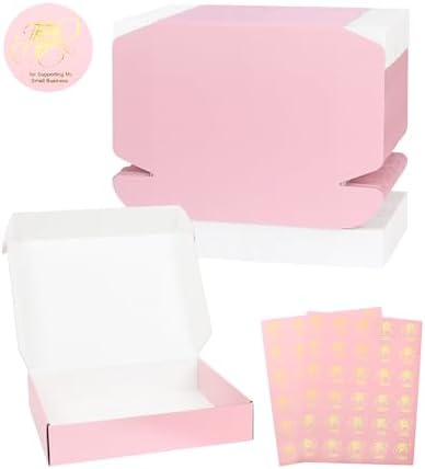 Pink Medium Shipping Boxes, 40 Pack 10"x8"x2" Corrugated Cardboard Box, Pink Shipping Mailing Boxes for Packaging by DERZIFUN