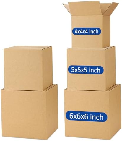 Assorted-Sizes-Shipping-Boxes-45-Pack: 4x4x4 & 5x5x5 & 6x6x6 Small-Shipping-Boxes-Mailers, Brown Corrugated-Cardboard-Boxes-for-Packing-Small-Business Mailing by POEVER