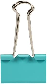 JAM PAPER Colorful Binder Clips - Large - 1 1/2 Inch (41 mm) - Teal Binderclips - 12/Pack - Image 4