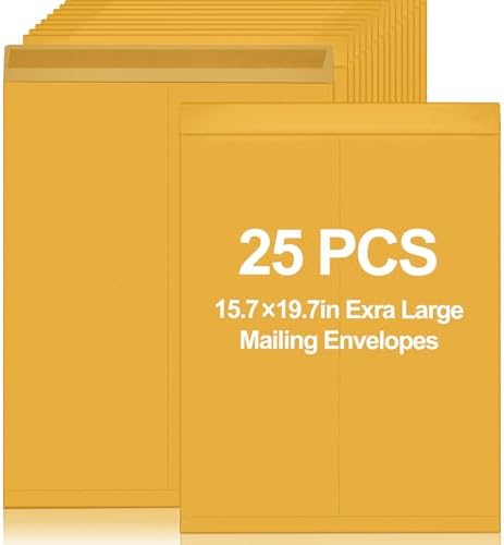 Motipuns 25 Pcs 16'' x 20'' Extra Large Mailing Envelopes, Yellow by Motipuns