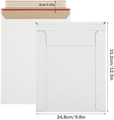 100 Pack 9.5x12 Inch Rigid Mailers, Self Seal Photo Document Mailer Cardboard Mailing Envelopes Stay Flat Mailers for CD, Photos, Document, Pictures, Papers, Files, White - Image 2
