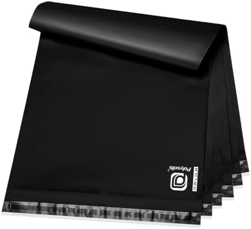 POLYSELLS 50 pcs 19x24 Inches Black Poly Mailers Shipping Envelopes, Strong Adhesive Sealing, Waterproof, and Tear-resistant Postal Mailing Bags for Clothing and Accessories by POLYSELLS