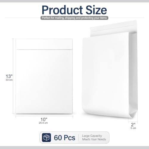 60 Pack Expandable Catalog Manilla Envelopes 10x13 Large White - Image 2
