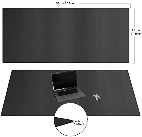 Cacoy 59"x27.5" Leather Desk Mat, Waterproof Office Desk Pad Blotter, Black - Image 4