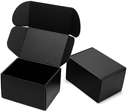 Timirog 7x5x4 Inches Black Shipping Boxes 25 Pack - Corrugated Cardboard Mailing Box for Small Business, Tab Locking Literature Mailer for Packing Jewelry Ornament Gift Craft Packaging Supplier by Timirog