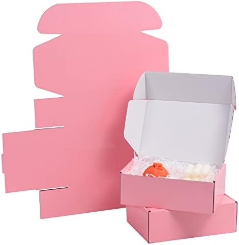 SNOGSWOG 28 Pack 10x8x3 inches Pink Shipping Boxes for Small Business, Small Corrugated Cardboard Gift Box for Mailing,Shipping,Storing,Gifts Wrapping by SNOGSWOG