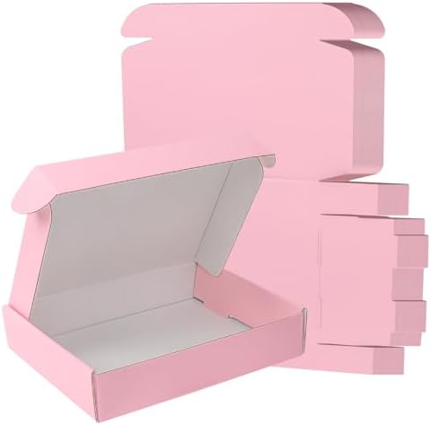 10x8x2 Pink Shipping Boxes 30 Pack, Mailing Boxes for Small Business, Corrugated Cardboard Literature Mailers by FORBFAN-US