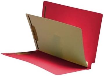 Red Classification Folders - 11pt, 1 Divider, 4 Top Fasteners, 3/4" Expansion, End Tab, Box of 40 by Colortrieve