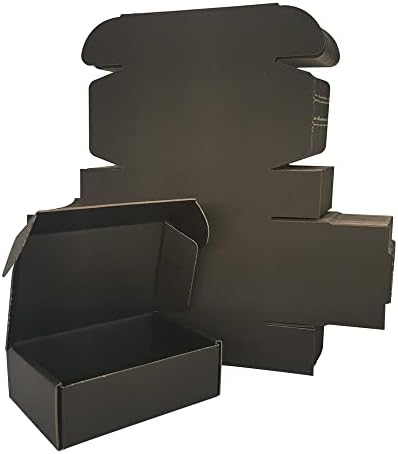 50 Pack 6x4x2'' Small Shipping Boxes, Black Corrugated Cardboard Literature Mailers, Mailing Packaging Supplies for Small Business (BK642-50) by Rnisda