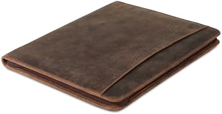 KomalC Leather Portfolio with Zipper Closure | Business Padfolio for Documents, Tablets & Accessories | Vintage Full-Grain Leather Organizer for Professionals - Image 2