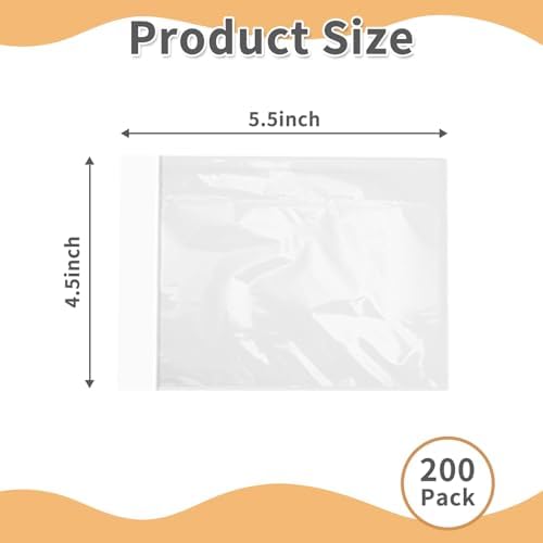 4.5" x 5.5" Shipping Label Sleeves Plastic Envelopess Self-Adhesive Top Loading Packing List Envelopes, Clear Mailing Label Pouch for Packages(200 Pack) - Image 2