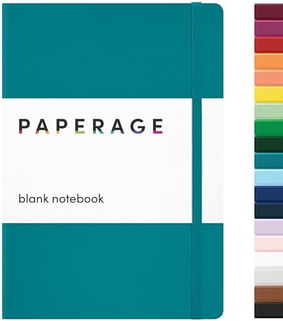 PAPERAGE Blank Journal Notebook, (Turquoise), 160 Pages, Medium 5.6 in x 8 in - 100 GSM Thick Paper – Hardcover Journaling Notebook for Work, School, Note Taking or Sketching by PAPERAGE