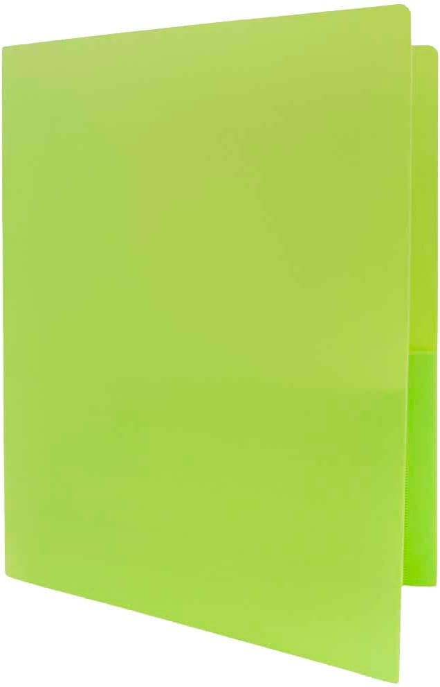 JAM PAPER Heavy Duty Plastic 2 Pocket Extra Tough School Folders - Lime Green - Bulk 48/Pack - Image 3