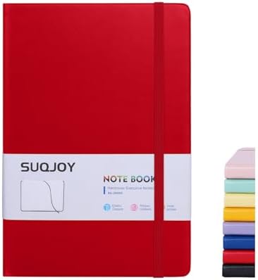 SUQJOY Lined Journal Notebooks, 160 Pages, 5.5x 8.2-Inch Journals for Women Men, Hardcover Notebook with 100 gsm Thick Paper, A5 Size College Ruled Notebook (Red) by SUQJOYOFFICE