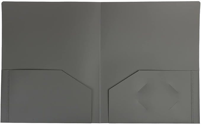 JAM PAPER Heavy Duty Plastic 2 Pocket Extra Tough School Folders - Grey - Bulk 144/Box - Image 2
