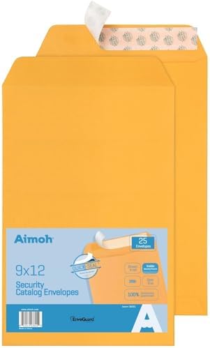Aimoh 9 X 12 Self-Seal Brown Kraft Catalog Envelopes - 28lb - 9x12 inch (38325)(25 Count) by Aimoh
