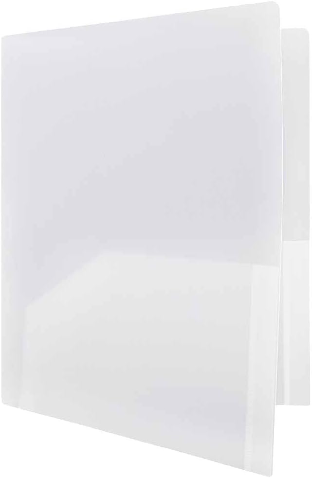 JAM PAPER Heavy Duty Plastic 2 Pocket Extra Tough School Folders - Clear - Bulk 144/Box - Image 3