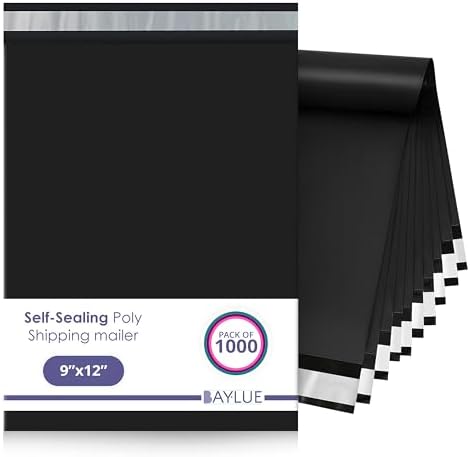 Black Poly Mailers 9x12, Self Seal Shipping & Mailing Bags, 1000 Pack Bulk by BAYLUE