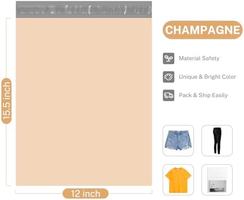 Metronic Poly Mailers 12x15.5 100PC Self-Seal Shipping Bags, Champagne - Image 2