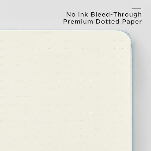 &And Per Se Dotted Journal Notebook, A5 Hardcover Leather Dotted Journal, 160 Pages 100gsm Thick Dot Grid Paper, 3 Sheets of Stickers Included - 5.7'' x 8'' (Cyan) - Image 5