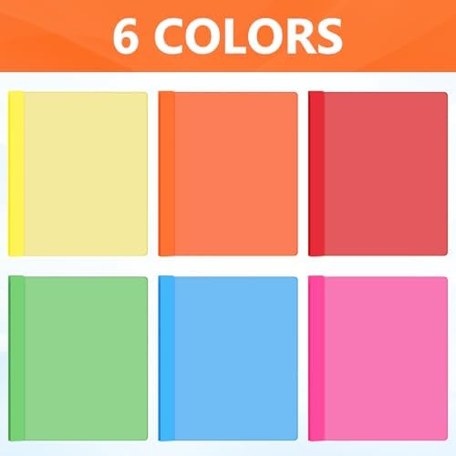 Feifeiya 48 Pack Plastic Report Covers with 3 Prongs Presentation Folders Bulk, 100 Sheet Capacity, Clear Front Report Covers for Presentation Document Paper School Office Supplies (Bright Colors) - Image 3