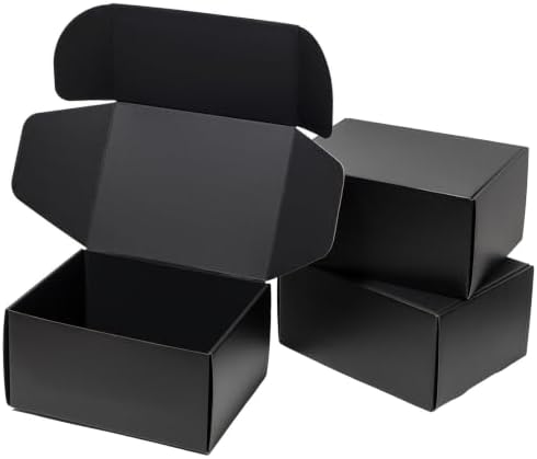 Timirog Black Shipping Boxes 12x9x6 Inches 16 Pack Corrugated Cardboard by Timirog