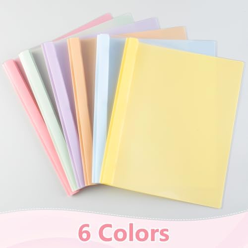 Feifeiya 48 Pack Plastic Report Covers with 3 Prongs Presentation Folders Bulk, 100 Sheet Capacity, Clear Front Report Covers for Presentation Document Paper School Office Supplies (Fresh Colors) - Image 5