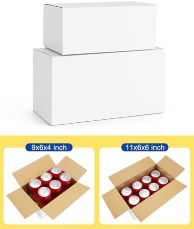 Assorted-Sizes-Shipping-Boxes-40-Pack: 9x6x4 & 11x6x6 Small-Shipping-Boxes-Mailers, White Corrugated-Cardboard-Boxes-for-Packing-Small-Business Mailing - Image 3