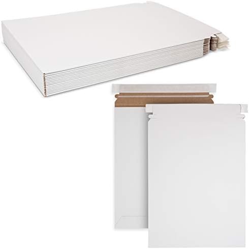 Stay Flat White Mailers - Envelopes with Self-Seal Tape Keep Delicate Items or Papers Safe Size 9 3/4" x 12 1/4" By MT Products (15 Pieces) - Made in The USA by MTProducts