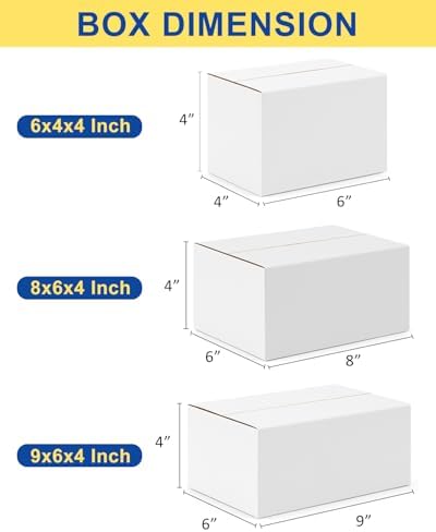 Assorted-Sizes-Shipping-Boxes-45-Pack: 6x4x4 & 8x6x4 & 9x6x4 Small-Shipping-Boxes-Mailers, White Corrugated-Cardboard-Boxes-for-Packing-Small-Business Mailing - Image 3