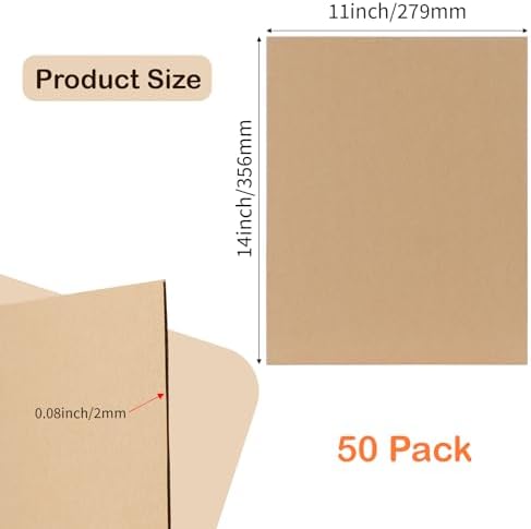 Calenzana 50 Pack 11x14 Inch Brown Corrugated Cardboard Sheets Flat Cardboard Sheets for Packing Mailing Divider and DIY Crafts - Image 2