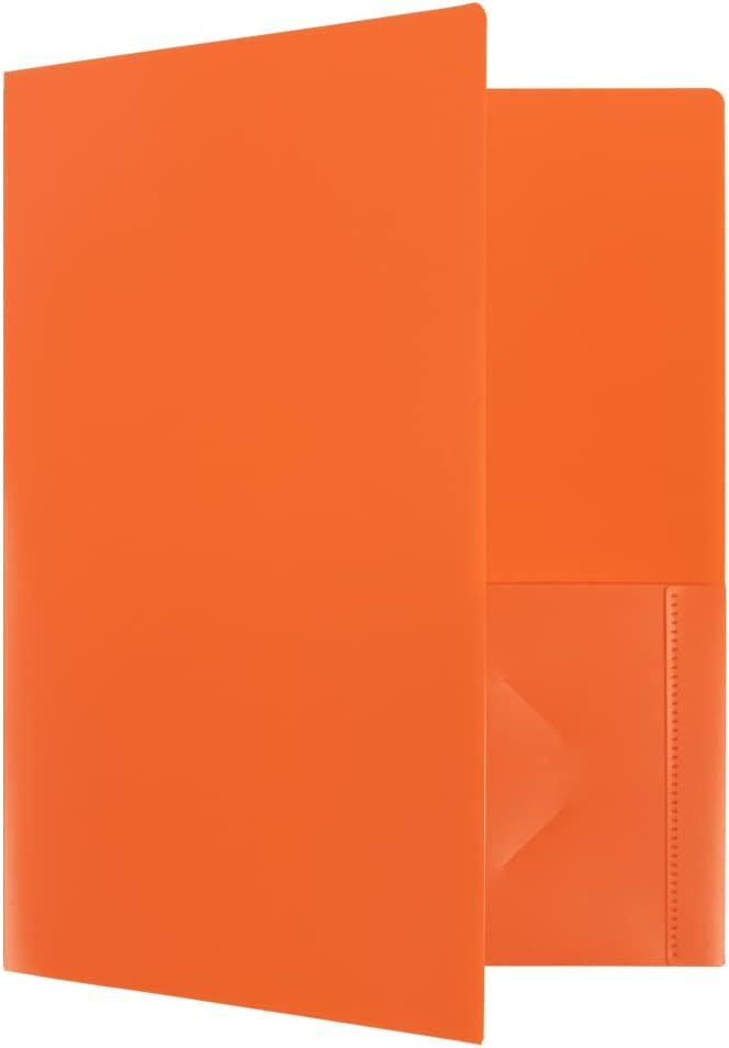 JAM PAPER Heavy Duty Plastic 2 Pocket Extra Tough School Folders - Orange - 6/Pack - Image 5