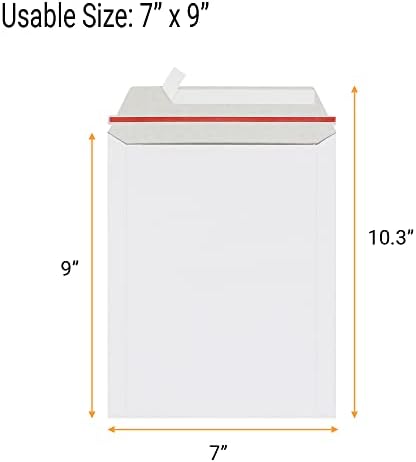 zmybcpack 100 Pack 7x9 inch Rigid Mailer Self Seal Photo Document Mailers, Stay Flat White Cardboard Shipping Envelopes White Photography Mailers for CD, Photos, Document - Image 2