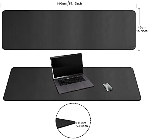 Cacoy PU Leather Desk Pad, 55" x 16" Computer Desk Writing Mat for Office and Home, Large Gaming Keyboard Mouse Pad (Black) - Image 4