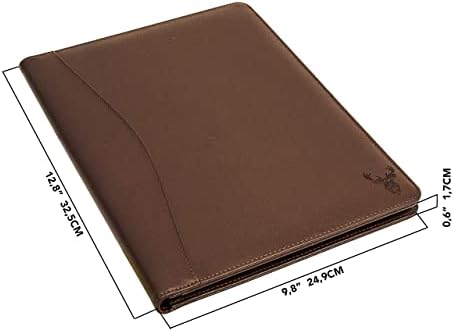 Wundermax Portfolio Binder - 12.8 x 9.8 x 0.6 Inch Vegan Leather Padfolio for Women and Men w/Notepad, Pockets for Tablet, Resume and Documents - Brown - Image 4